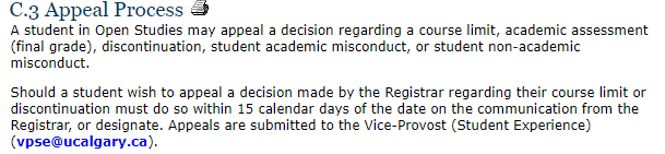 卡尔加里大学申诉